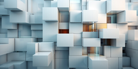 White architectural 3D background. Abstract geometric backdrop.