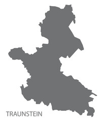 Traunstein German city map grey illustration silhouette shape