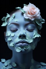 photo of a beautiful girl with mask skin care model