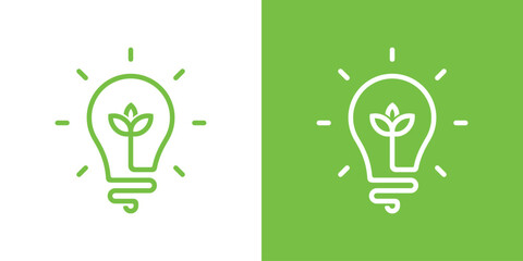 Light bulb ecology concept. Vector illustration of a bulb and leaf combination