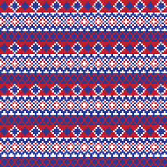 Red Argyle Fair Isle Seamless Pattern Design