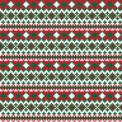 Red Argyle Fair Isle Seamless Pattern Design