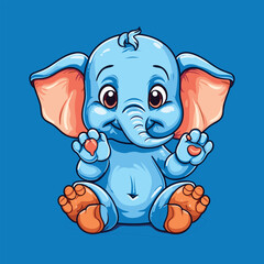 Cute elephant sitting and waving hand cartoon vector
