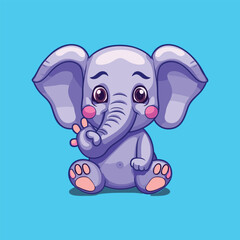 Obraz premium Cute elephant sitting and waving hand cartoon vector 