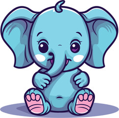 Cute elephant sitting and waving hand cartoon vector

