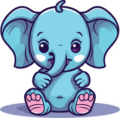 Obraz premium Cute elephant sitting and waving hand cartoon vector 