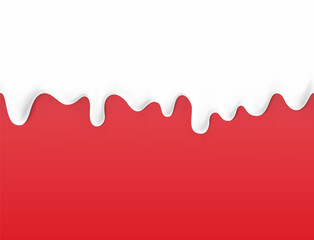 Hyper realistic white drops drip down the red background. Vector illustration isolated. Great for your design. Scales easily without losing detail. EPS10.
