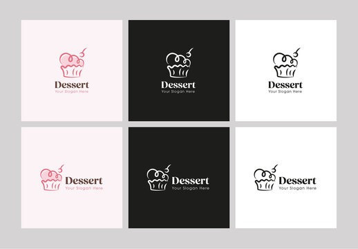Dessert Shop Cake Muffin Logo Icon Template