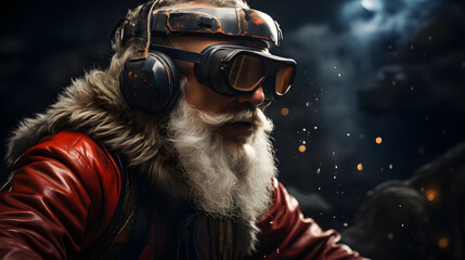 Santa Claus vr headset exploring metaverse world
