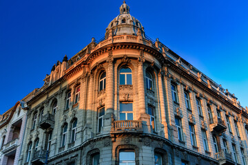 Beautiful architecture of Piotrkowska Street in Lodz city at sunrise. Poland © Patryk Kosmider
