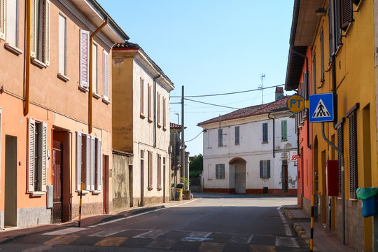 Filighera characteristic ancient village vision square church houses detail Po Valley