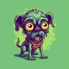 zombie dog cute graphic friendly vector. Generative AI
