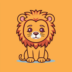 vector cute lion standing cartoon vector icon
