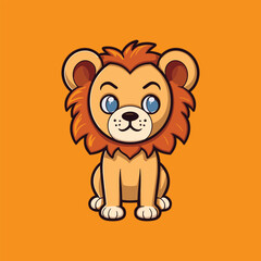vector cute lion standing cartoon vector icon
