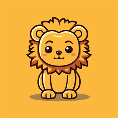 vector cute lion standing cartoon vector icon
