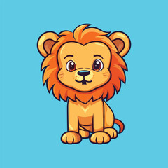 Fototapeta premium vector cute lion standing cartoon vector icon 