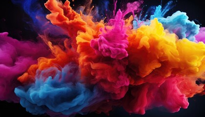 Fototapeta premium Colorful paint explosion on black background. Colorful abstract background.