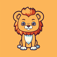 vector cute lion standing cartoon vector icon
