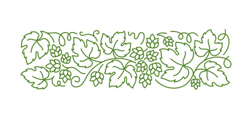Hop, humulus floral ornament. Editable outline stroke. Vector line.