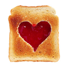 Toasted bread with a heart-shaped cut