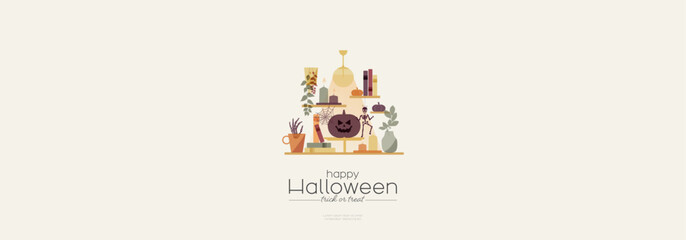 Happy Halloween banner. Modern minimalist design.