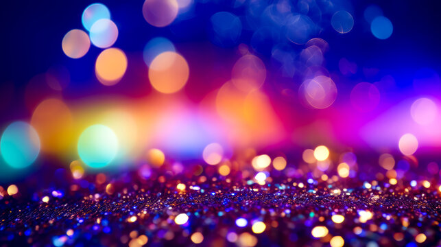 Blurry photo of purple and blue background with lots of lights. © Констянтин Батыльчук