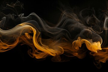 Elegant abstract backdrop featuring opulent black and gold swirling smoke. Generative AI