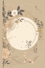 Obraz premium Colorful floral decoration illustration background template, creative arrangement of nature and flowers. Good for banner, wedding card invitation draft, greetings, and design element. Generative AI.