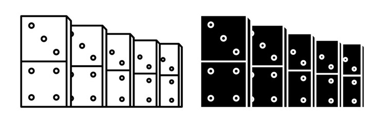 Domino icon set. board game dice vector symbol in black filled and outlined style.
