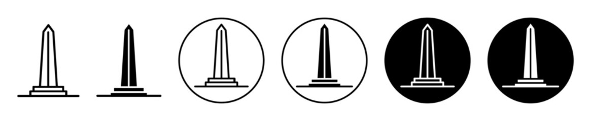 obelisk icon set. egypt egyptian monument argentina vector symbol in black filled and outlined style. - obrazy, fototapety, plakaty