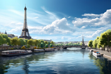 Fototapeta na wymiar Paris Eiffel Tower and Seine