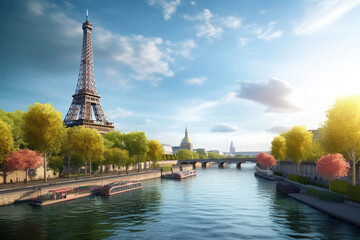 Fototapeta na wymiar Paris Eiffel Tower and Seine