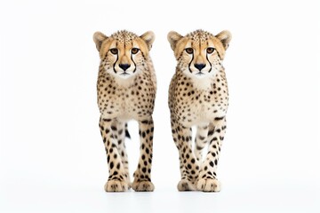 Cheetahs (Acinonyx jubatus) on a white background. Generative AI