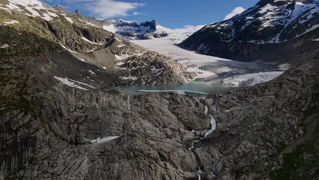 Rhone Gletscher, Eis, Berge, Schweiz; Gletsch; Furka Pass, Schmelze