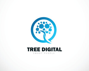 tree digital logo creative people concept smart connect network tech