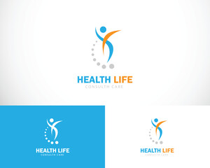 health life logo creative design concept abstract people spine yoga design