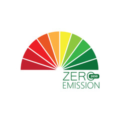 zero emission sign on white background	