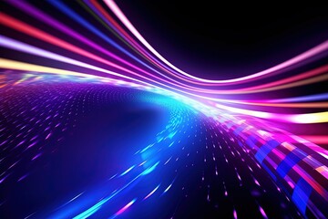 Obraz premium abstract futuristic background with pink blue glowing neon moving high speed wave lines and bokeh lights. Data transfer concept Fantastic wallpaper