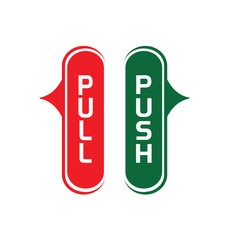 Pull and push sign on white background