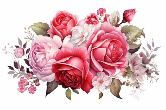 Illustrations depicting roses for design purposes. Generative AI