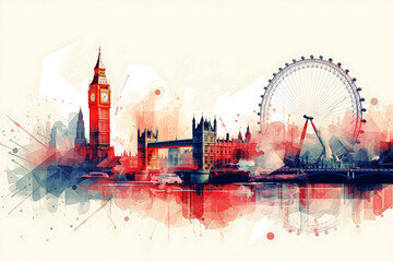 Abstract london illustration art background - obrazy, fototapety, plakaty
