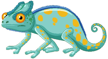 Cute colourful chameleon cartoon isolated