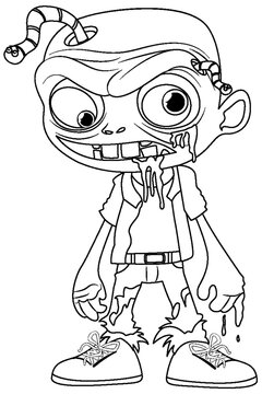 Zombie Cartoon with Worm Out of Head
