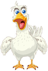 Cheerful White Duck Cartoon