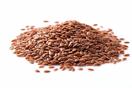 Transparent background image of flaxseeds in a pile. Generative AI