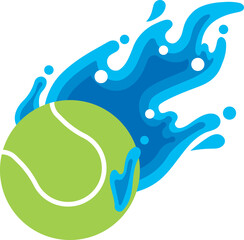 tennis flying water ball icon 