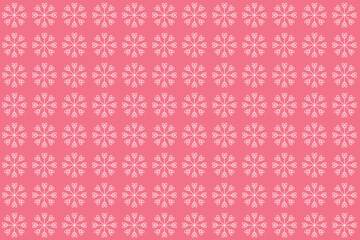 Seamless simple vector pattern with white snowflakes on pink background for bedclothes clothes card wrapping paper textile card wallpaper Design nappking tablecloth Winter New Year Christmas Holiday