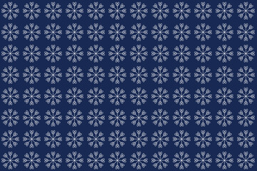 Seamless simple vector pattern with white snowflakes on blue background for bedclothes clothes card wrapping paper textile card wallpaper Design nappking tablecloth Winter New Year Christmas Holiday