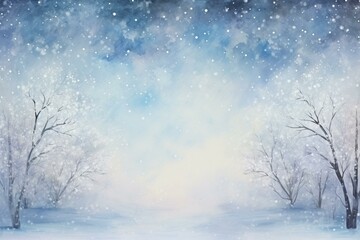 Festive snowy holiday backdrop with bokeh. Greeting card for Christmas and New Year's wishes. Generative AI