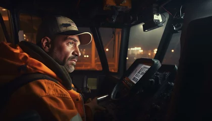 Foto op Canvas A man driving a truck at night © KWY
